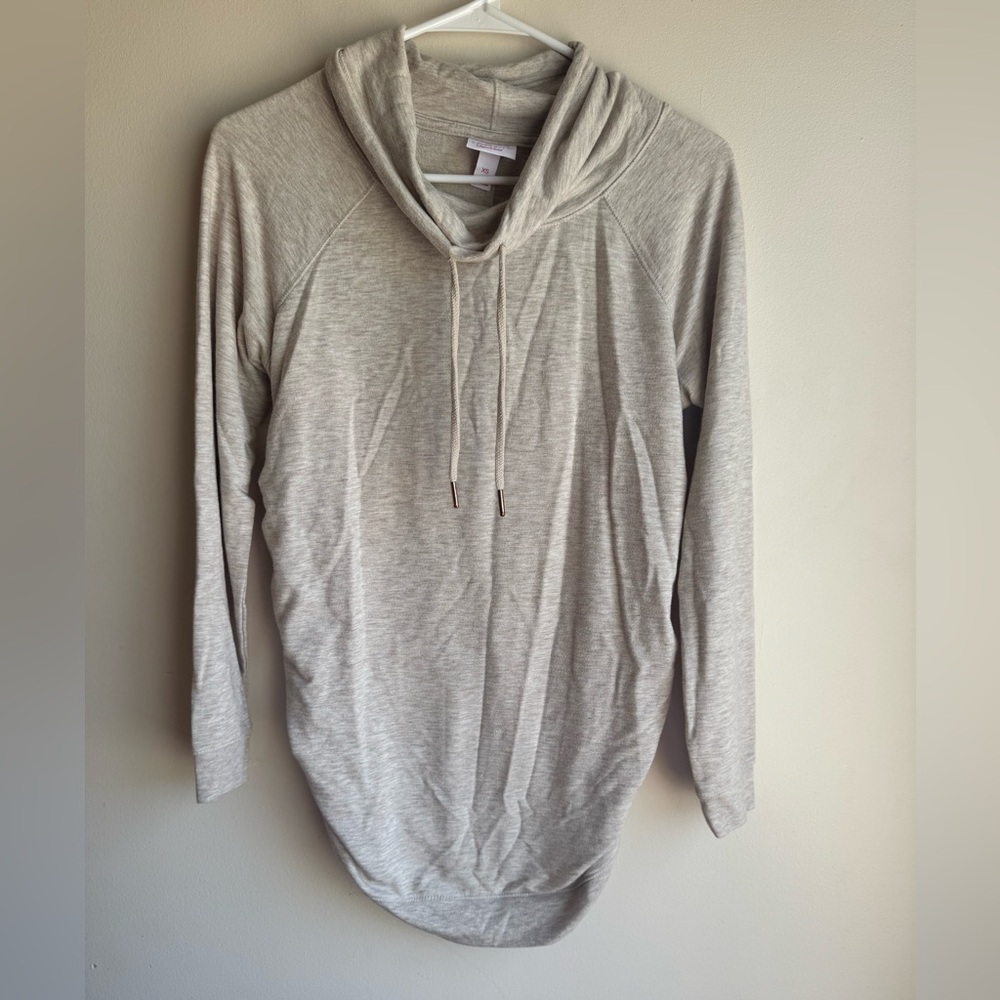 Isabel Maternity Cowl Neck Sweater Oatmeal Color Size XS
